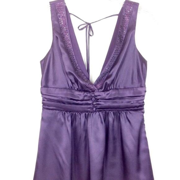 Forever 21‎  Sugar Plum Purple Beaded Sleeveless Top V-neck Satin Size Small - Picture 7 of 7